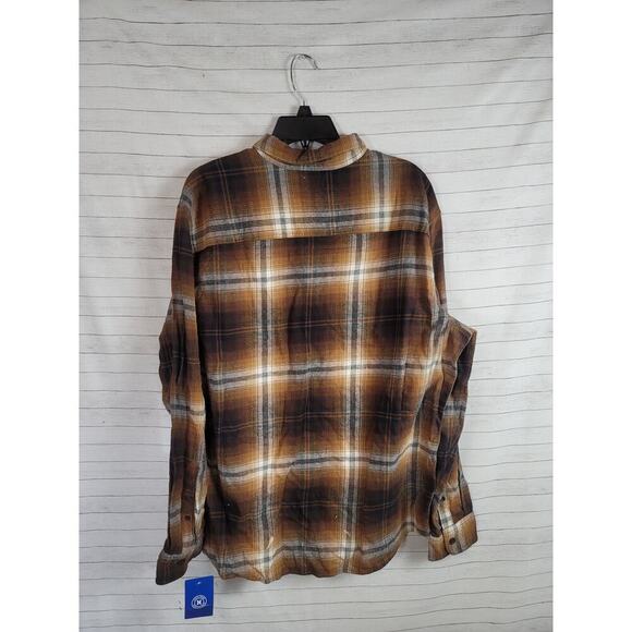 HURLEY PARADISE CITY COTTON FLANNEL BUTTON UP IN BLACK/BROWN PLAID, SZ LARGE - Picture 11 of 15